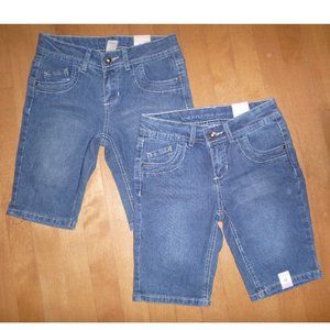 2 pair Girls ARIZONA Denim Bermuda Shorts Size 10 Medium Wash  Adj Waist NWT